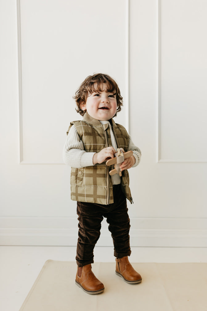 Taylor Vest - Isaiah Check Balm Childrens Vest from Jamie Kay NZ