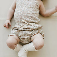 Organic Cotton Bridget Singlet Bodysuit - Chloe Floral Tofu Childrens Bodysuit from Jamie Kay NZ