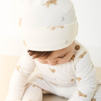 Organic Cotton Knot Beanie - Lenny Leopard Cloud Childrens Hat from Jamie Kay NZ