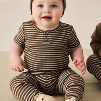 Organic Cotton Modal Darcy Rib Tee Bodysuit - Bear/Cassava Childrens Bodysuit from Jamie Kay NZ