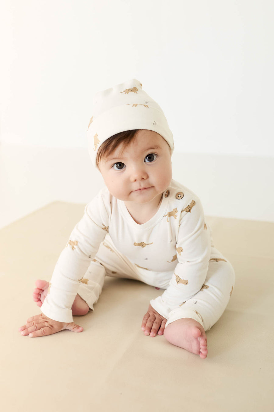 Organic Cotton Knot Beanie - Lenny Leopard Cloud Childrens Hat from Jamie Kay NZ