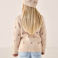 Delilah Knitted Hat - Delilah Jacquard Misty Rose Childrens Hat from Jamie Kay NZ