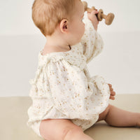 Organic Cotton Muslin Frances Playsuit - Nina Watercolour Floral Childrens Playsuit from Jamie Kay NZ