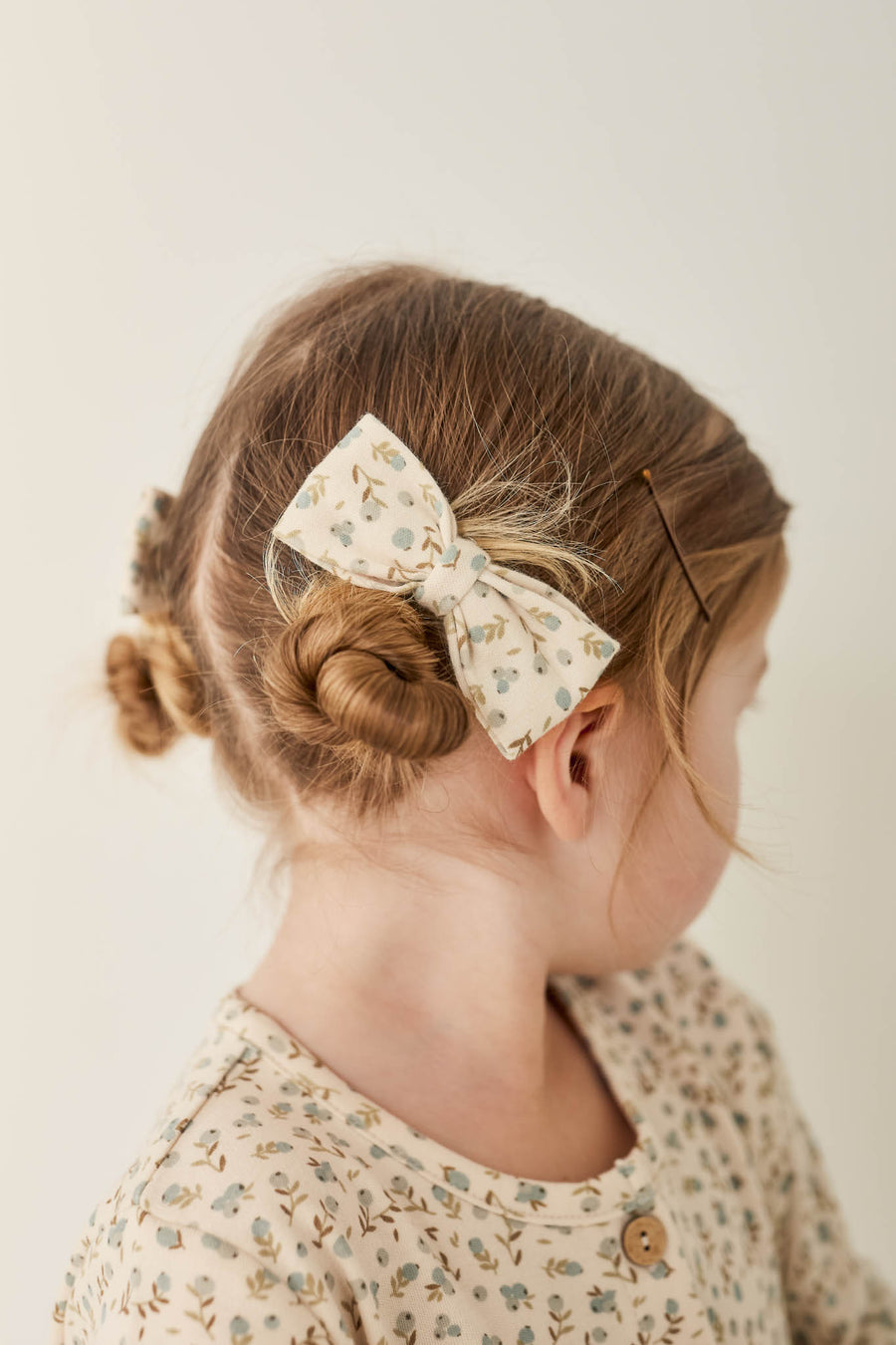 Organic Cotton Bow 2PK - Blueberry Ditsy Childrens Bow from Jamie Kay NZ