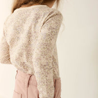 Organic Cotton Long Sleeve Top - April Floral Mauve Childrens Top from Jamie Kay NZ