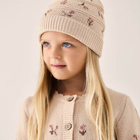 Delilah Knitted Hat - Delilah Jacquard Misty Rose Childrens Hat from Jamie Kay NZ
