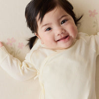 Organic Cotton Modal Marina Long Sleeve Bodysuit - Parchment Childrens Bodysuit from Jamie Kay NZ