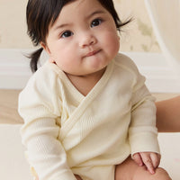 Organic Cotton Modal Marina Long Sleeve Bodysuit - Parchment Childrens Bodysuit from Jamie Kay NZ