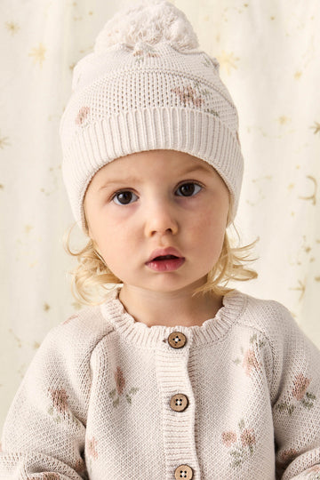 Juliette Beanie - Petite Goldie Knit Parchment Childrens Hat from Jamie Kay NZ