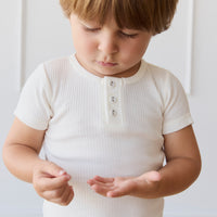 Organic Cotton Modal Henley Tee - Milk Childrens Top from Jamie Kay NZ