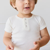 Organic Cotton Modal Henley Tee - Milk Childrens Top from Jamie Kay NZ