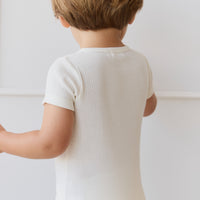 Organic Cotton Modal Henley Tee - Milk Childrens Top from Jamie Kay NZ