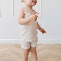 Organic Cotton Modal Singlet - Oatmeal Marle Childrens Singlet from Jamie Kay NZ