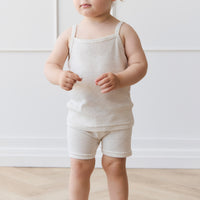 Organic Cotton Modal Singlet - Oatmeal Marle Childrens Singlet from Jamie Kay NZ