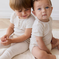 Organic Cotton Modal Darcy Rib Tee Bodysuit - Oatmeal Marle Childrens Bodysuit from Jamie Kay NZ