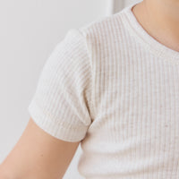 Organic Cotton Modal Henley Tee - Oatmeal Marle Childrens Top from Jamie Kay NZ