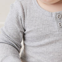 Organic Cotton Modal Long Sleeve Bodysuit - Light Grey Marle Childrens Bodysuit from Jamie Kay NZ