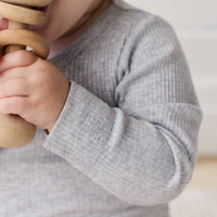 Organic Cotton Modal Long Sleeve Bodysuit - Light Grey Marle Childrens Bodysuit from Jamie Kay NZ