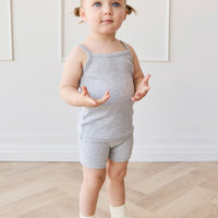 Organic Cotton Modal Elisa Bike Short - Light Grey Marle Childrens Short from Jamie Kay NZ