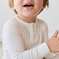 Organic Cotton Modal Long Sleeve Henley - Milk Childrens Top from Jamie Kay NZ
