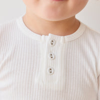 Organic Cotton Modal Long Sleeve Henley - Milk Childrens Top from Jamie Kay NZ