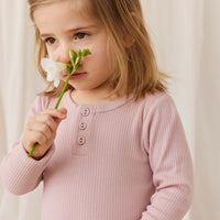 Organic Cotton Modal Long Sleeve Henley - Rose Smoke Childrens Top from Jamie Kay NZ