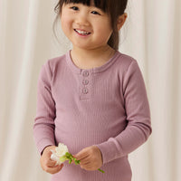 Organic Cotton Modal Long Sleeve Henley - Woodrose Childrens Top from Jamie Kay NZ