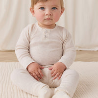 Organic Cotton Modal Everyday Legging - Oatmeal Marle Childrens Legging from Jamie Kay NZ
