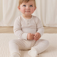 Organic Cotton Modal Long Sleeve Bodysuit - Oatmeal Marle Childrens Bodysuit from Jamie Kay NZ