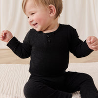 Organic Cotton Modal Long Sleeve Bodysuit - Dark Grey Marle Childrens Bodysuit from Jamie Kay NZ