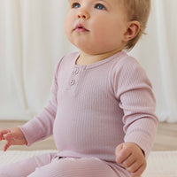 Organic Cotton Modal Long Sleeve Bodysuit - Rose Smoke Childrens Bodysuit from Jamie Kay NZ