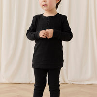 Organic Cotton Modal Long Sleeve Henley - Dark Grey Marle Childrens Top from Jamie Kay NZ