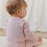 Organic Cotton Modal Long Sleeve Bodysuit - Rose Smoke Childrens Bodysuit from Jamie Kay NZ