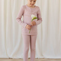 Organic Cotton Modal Long Sleeve Henley - Rose Smoke Childrens Top from Jamie Kay NZ