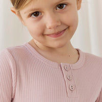 Organic Cotton Modal Long Sleeve Henley - Rose Smoke Childrens Top from Jamie Kay NZ