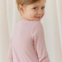 Organic Cotton Modal Long Sleeve Henley - Rose Smoke Childrens Top from Jamie Kay NZ