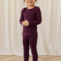 Organic Cotton Modal Long Sleeve Henley - Fig Childrens Top from Jamie Kay NZ