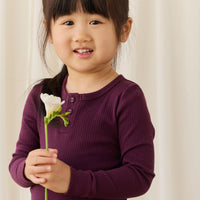 Organic Cotton Modal Long Sleeve Henley - Fig Childrens Top from Jamie Kay NZ