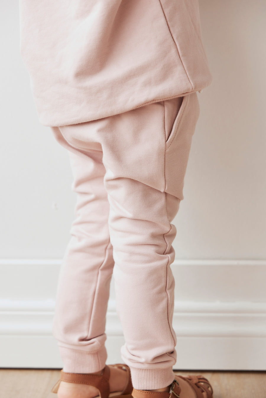 Organic Cotton Morgan Track Pant - Powder Pink Childrens Pant from Jamie Kay NZ