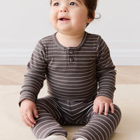 Organic Cotton Modal Everyday Legging - Daily Stripe Wolf/Cloud Childrens Legging from Jamie Kay NZ