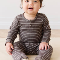 Organic Cotton Modal Everyday Legging - Daily Stripe Wolf/Cloud Childrens Legging from Jamie Kay NZ