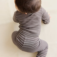 Organic Cotton Modal Everyday Legging - Daily Stripe Wolf/Cloud Childrens Legging from Jamie Kay NZ