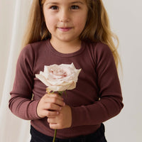 Organic Cotton Modal Marina Long Sleeve Top - Burnt Cinnamon Childrens Top from Jamie Kay NZ