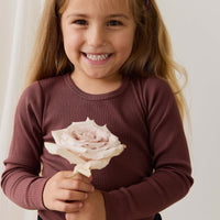 Organic Cotton Modal Marina Long Sleeve Top - Burnt Cinnamon Childrens Top from Jamie Kay NZ