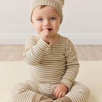 Organic Cotton Modal Everyday Legging - Narrow Stripe Balm/Cloud Childrens Legging from Jamie Kay NZ