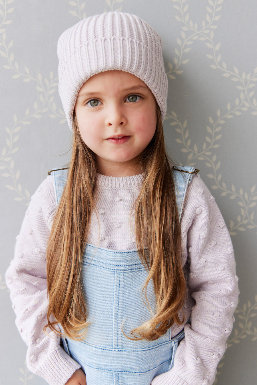 Aurelie Beanie - Pale Lilac Marle Childrens Hat from Jamie Kay NZ