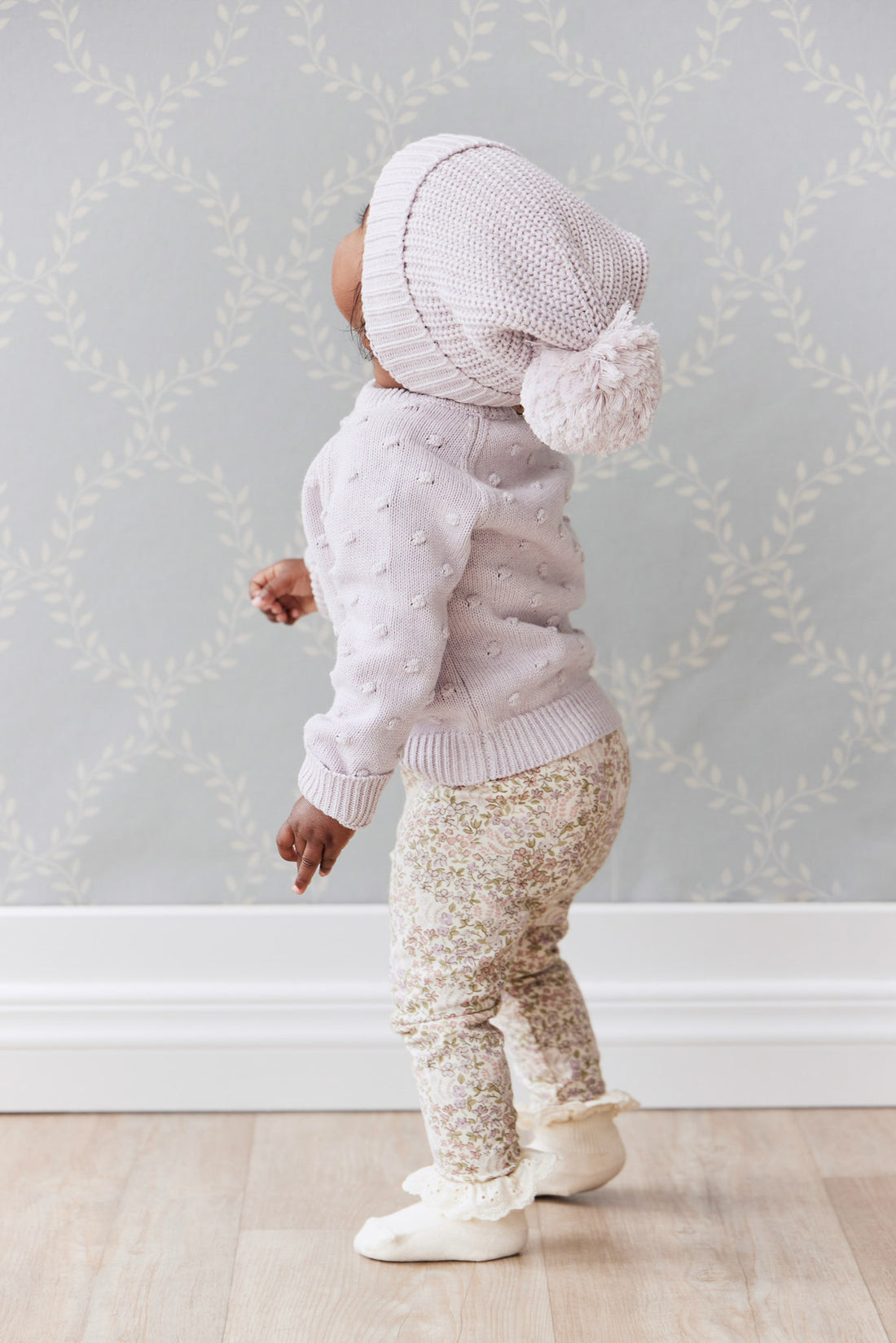 Dotty Knit Jumper - Pale Lilac Marle Childrens Jumper from Jamie Kay NZ