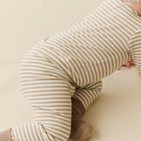 Organic Cotton Modal Everyday Legging - Narrow Stripe Balm/Cloud Childrens Legging from Jamie Kay NZ