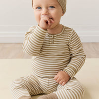 Organic Cotton Modal Everyday Legging - Narrow Stripe Balm/Cloud Childrens Legging from Jamie Kay NZ