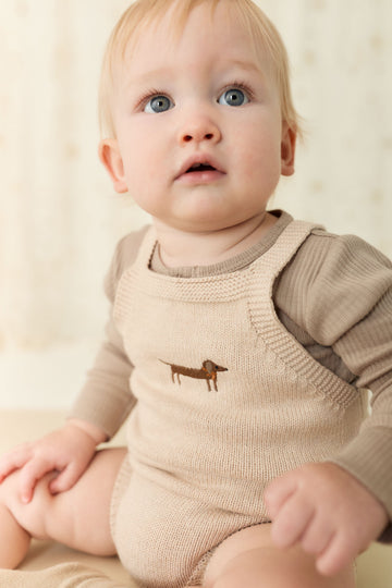 Ethan Playsuit - Oatmeal Marle Cosy Basil Childrens Playsuit from Jamie Kay NZ